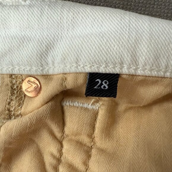 7 for All Mankind Denim High Waist Cropped Straight Leg Jeans Women's 28 White - Picture 10 of 15